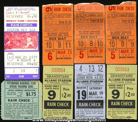 (8) Old Baseball Ticket Stubs