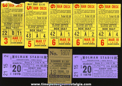 (8) Old Baseball Ticket Stubs