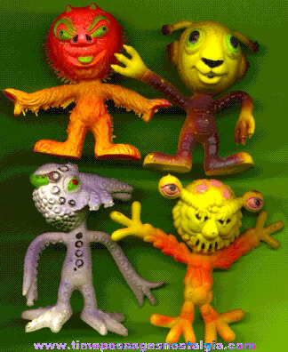 (4) Different 1983 Alien Space Creature Bendy Figures