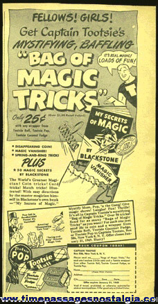 1948 Tootsie Roll Candy Advertisement For A "BAG OF MAGIC TRICKS" Premium