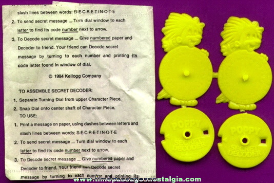 (2) Kellogg’s "POPPY" Cereal Premium / Prize Secret Decoders