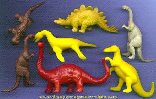 (7) Old Cereal Premium / Prize Dinosaur Playset Figures