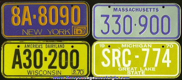 (4) 1970’s Cereal Premium / Prize Tin License Plates