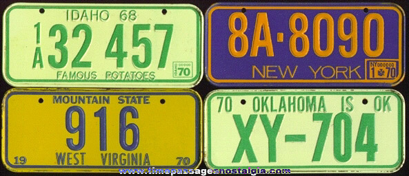 (4) 1970 Cereal Premium / Prize Tin License Plates