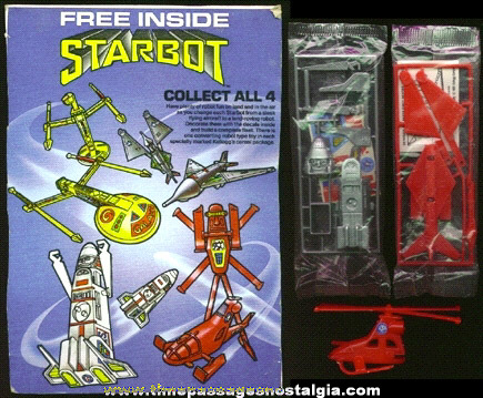 (3) Kellogg’s STARBOT Cereal Premiums / Prizes With The Cereal Box Back