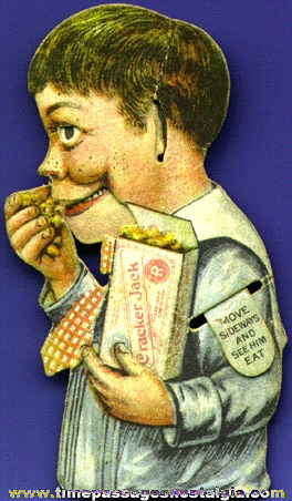 1910s Cracker Jack Pop Corn Confection Advertising Mechanical Boy Eating Toy Prize