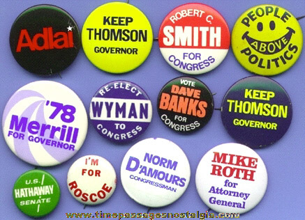 (12) Mixed Old Political Buttons