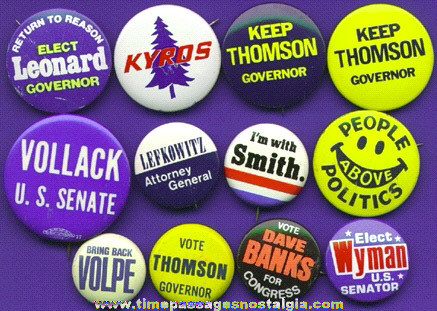 (12) Mixed Old Political Buttons