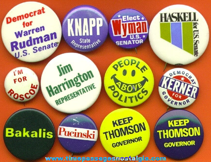 (12) Mixed Old Political Buttons