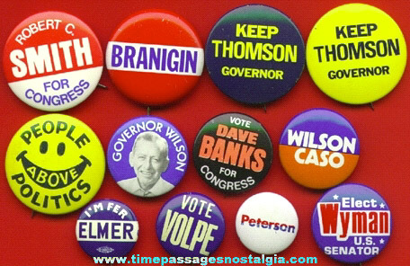 (12) Mixed Old Political Buttons