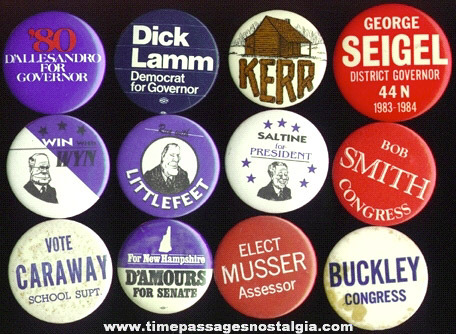 (12) Mixed Old Political Buttons