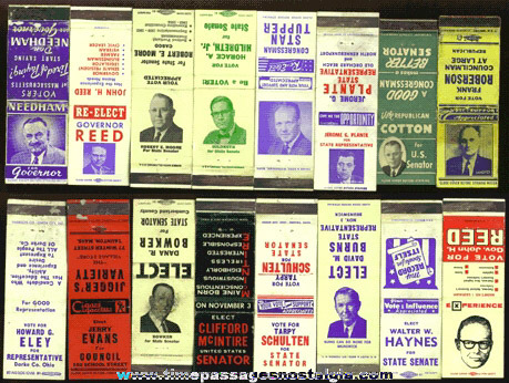 (16) Mixed Old Political Match Book Covers