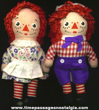 Pair Of KNICKERBOCKER Raggedy Ann & Andy Dolls