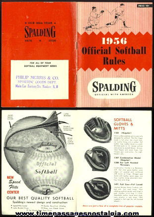 1956 OFFICIAL SOFT BALL RULES Advertising Booklet