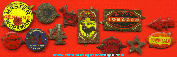 (12) Old Tin Tobacco Tags