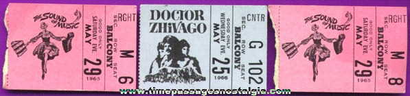 (3) 1960’s Movie Theatre Ticket Stubs