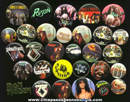 (30) Heavy Metal Music Pins & Pin Back Buttons