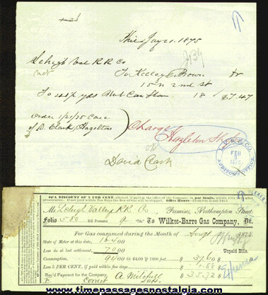 (3) 1870’s LEHIGH VALLEY RAILROAD COMPANY Paper Items