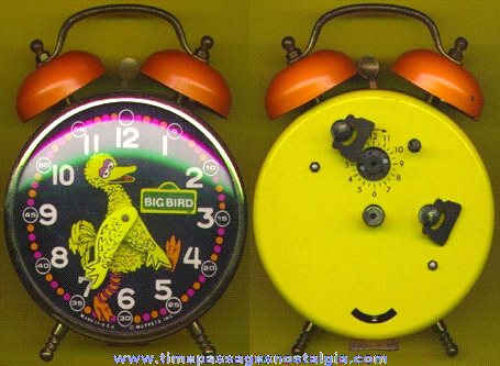 Large Old BIG BIRD Sesame Street / Muppets Wind Up Alarm Clock