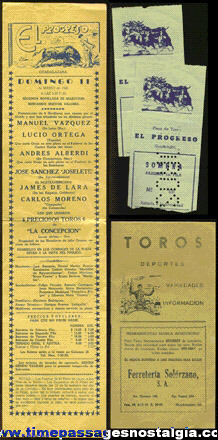 (4) 1956 Bull Fight Items From: Guadalajara, Mexico