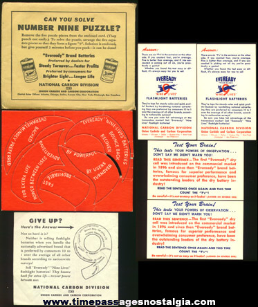 Old EVEREADY Batteries Advertising Premium Puzzle And (4) Advertising Puzzle Cards