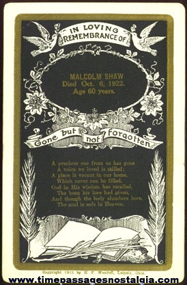 Ornate 1922 Remembrance Card