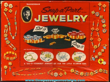 1956 Boxed TRANSOGRAM Snap-A-Part Jewelry Kit