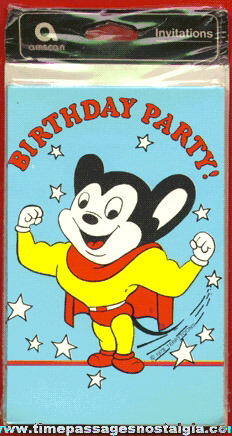 (8) Mighty Mouse Party Invitations With Envelopes