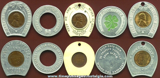 (5) Old GOOD LUCK Advertising Tokens and/or Fobs