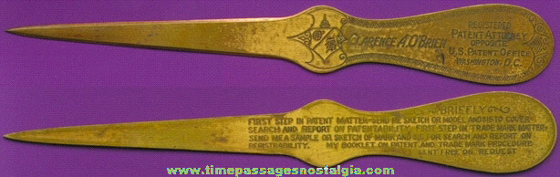 Old Patent Attorney Advertising Letter Opener