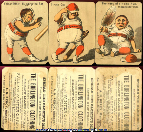 (3) Early Advertising Trade Cards With Comical Baseball Scenes