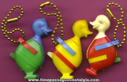 (3) Colorful Old Duck Key Chain Puzzles