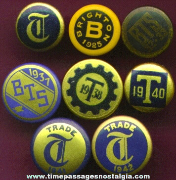 (8) Different Old Celluloid Stud Lapel Buttons