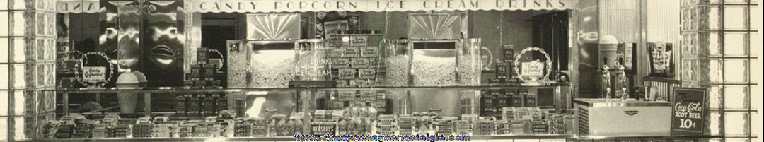 (2) Large Old Movie Theatre Concession / Candy Stand Photographs
