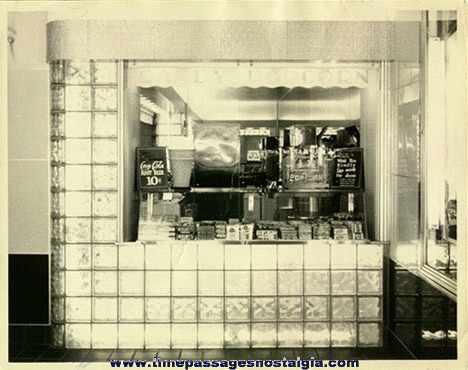 (2) Large Old Movie Theatre Concession / Candy Stand Photographs