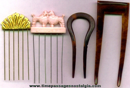 (4) Different Old Ladies Hair Combs