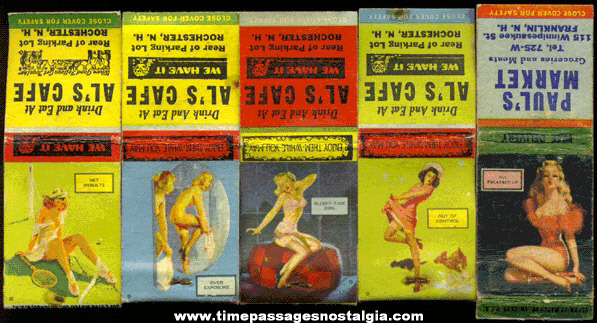(5) Old Risque Advertising Match Book Covers