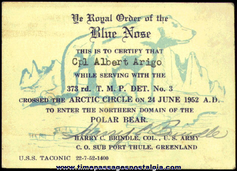 1952 United States Army / Navy Blue Nose Card