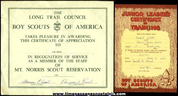 (2) 1960’s Boy Scout Certificates