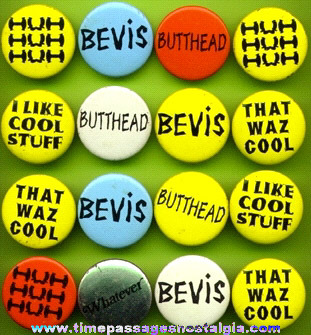(16) BEVIS & BUTTHEAD Pin Back Buttons