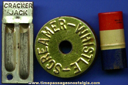(3) Different Old Cracker Jack Premium / Prize Tin Whistles