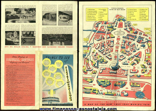 1939 - 1940 GENERAL MOTORS HIGHWAYS AND HORIZONS NEW YORK WORLD’S FAIR MAP