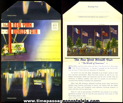 1939 -1940 NEW YORK WORLD’S FAIR Officially Licensed Picture Post Card Folder