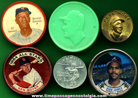 (6) Different Old Baseball Premium Coins