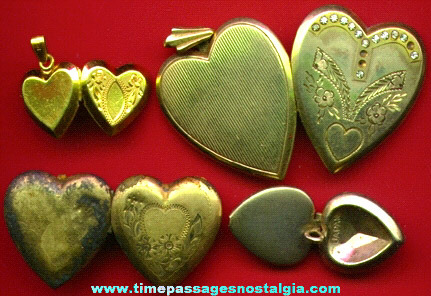 (4) Small Old Heart Jewelry Lockets