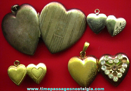 (4) Small Old Heart Jewelry Lockets