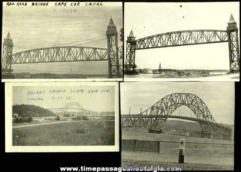 (4) 1938 CAPE COD Bridge Photographs