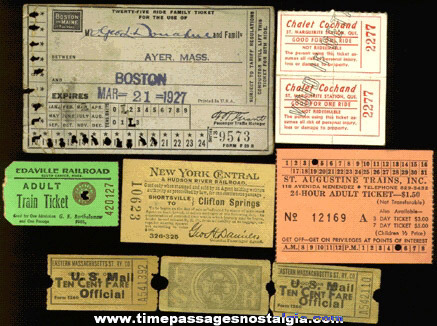 (9) Old Train / Railroad Tickets