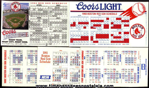 (19) Different Boston Red Sox Schedules (1979 - 1998)