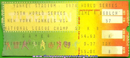 1978 75th World Series Baseball Ticket Stub